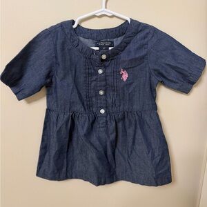 U.S. Polo Assn Toddler Girl Denim Peplum Top | Size 3T